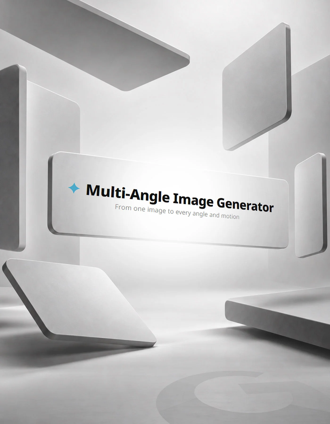 Multi Angle Generator 커버 — 떠 있는 흰 패널 사이의 제목
